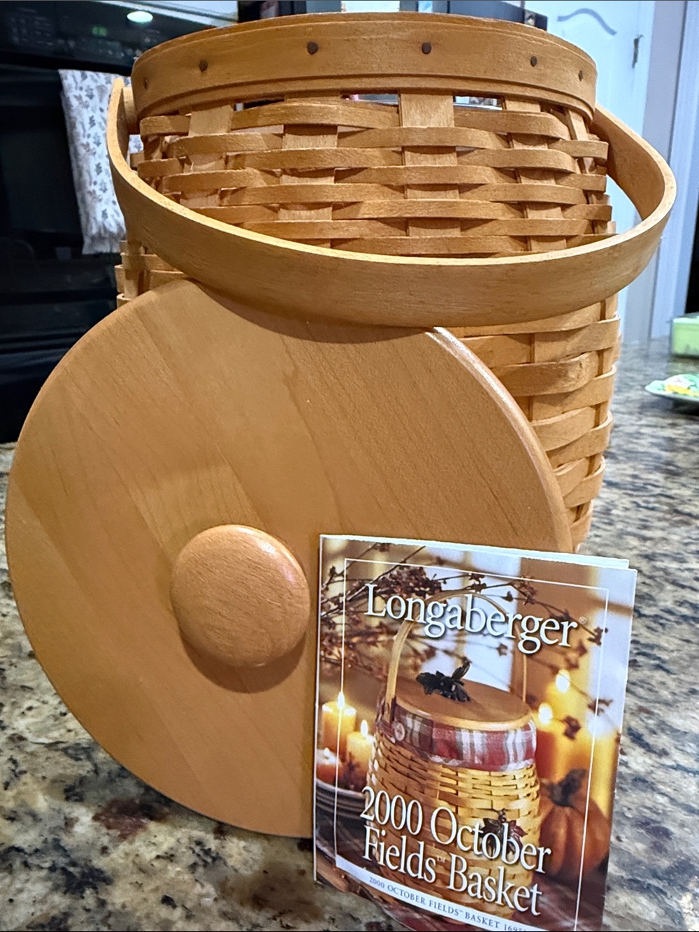 Longaberger 2000 October Fields Basket with lid and protector